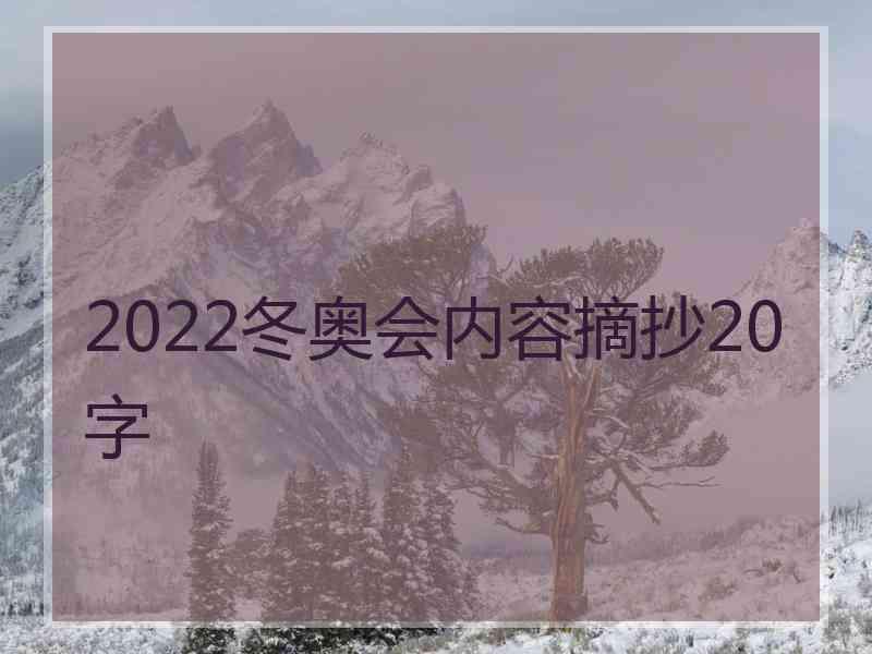 2022冬奥会内容摘抄20字