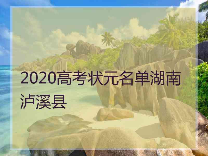 2020高考状元名单湖南泸溪县