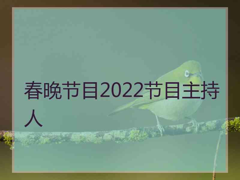 春晚节目2022节目主持人