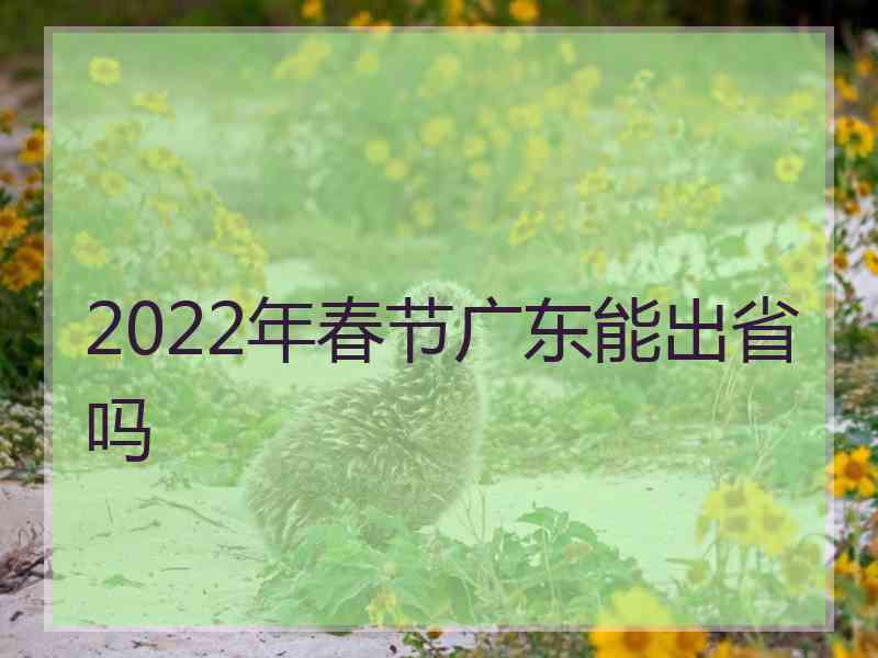 2022年春节广东能出省吗