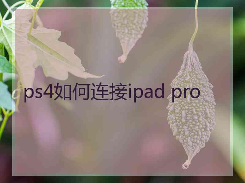 ps4如何连接ipad pro