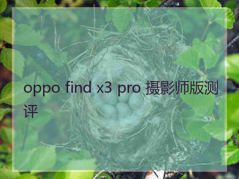 oppo find x3 pro 摄影师版测评