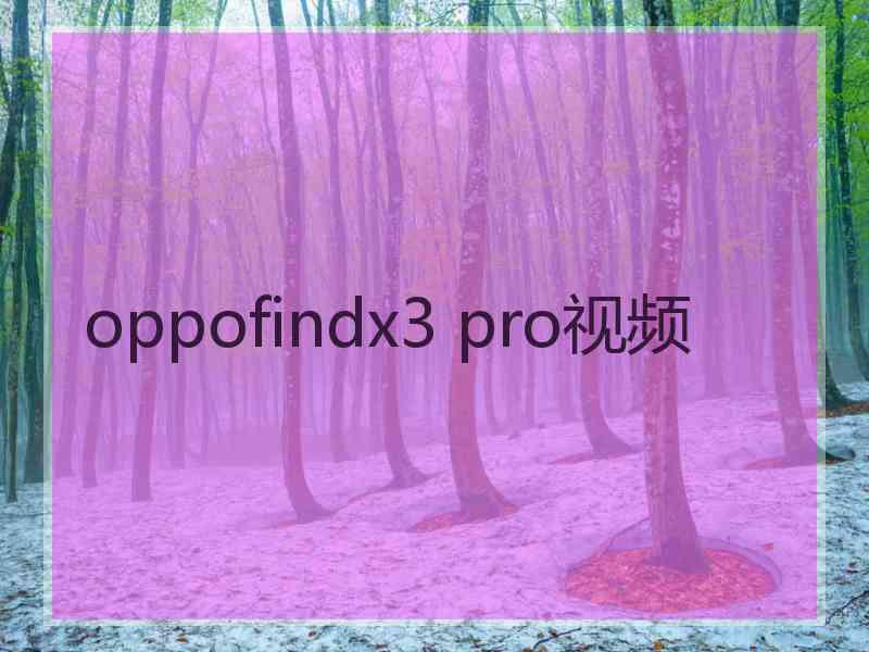 oppofindx3 pro视频