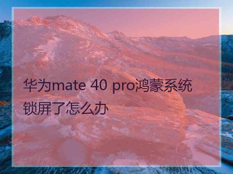 华为mate 40 pro鸿蒙系统锁屏了怎么办