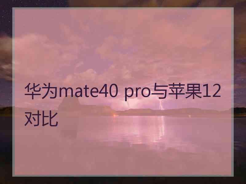 华为mate40 pro与苹果12对比