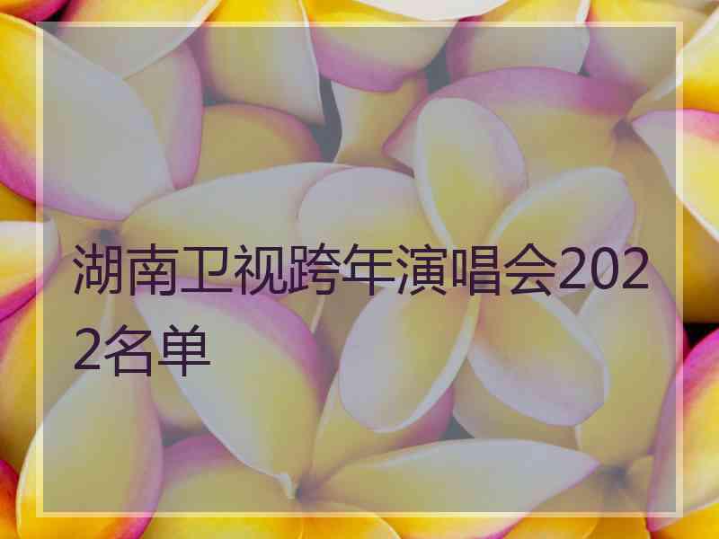 湖南卫视跨年演唱会2022名单