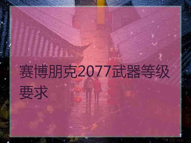 赛博朋克2077武器等级要求