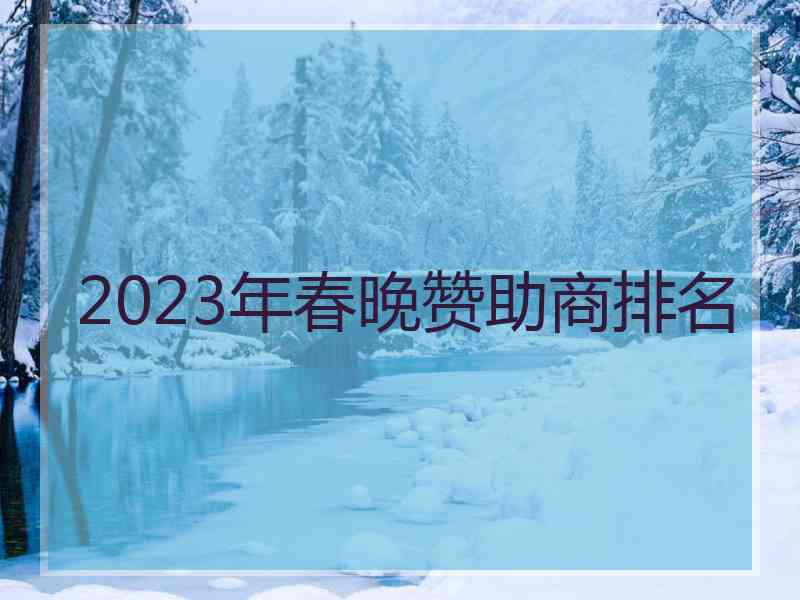 2023年春晚赞助商排名