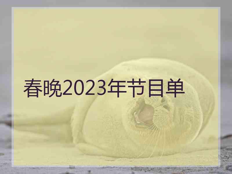 春晚2023年节目单