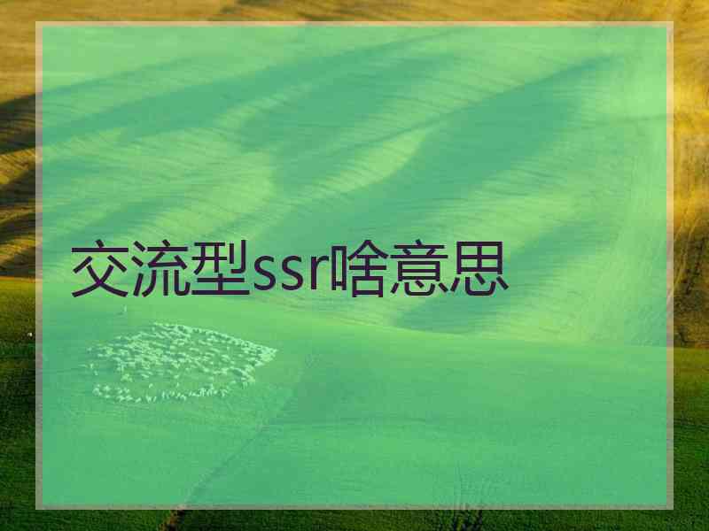 交流型ssr啥意思