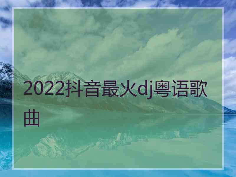 2022抖音最火dj粤语歌曲