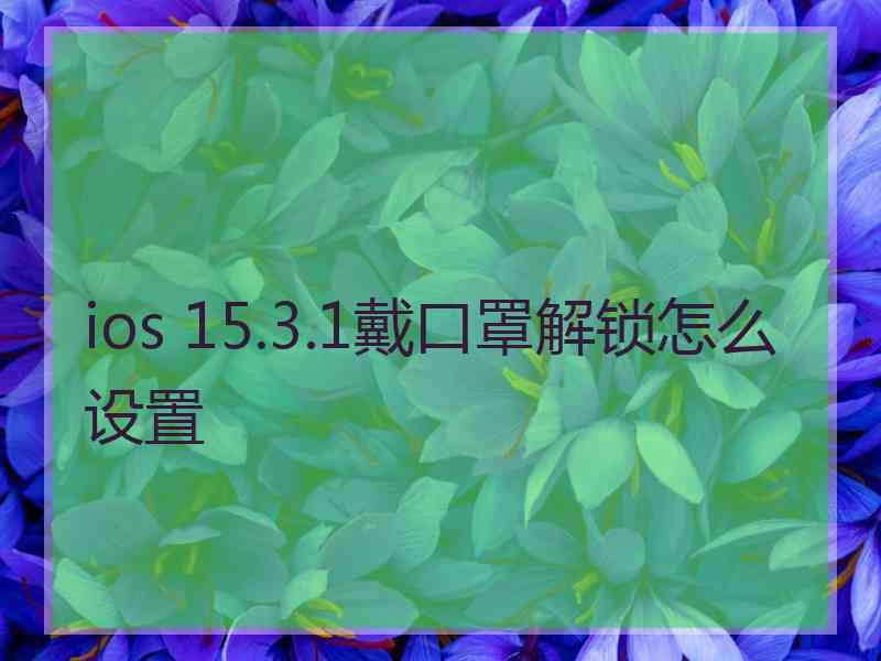 ios 15.3.1戴口罩解锁怎么设置