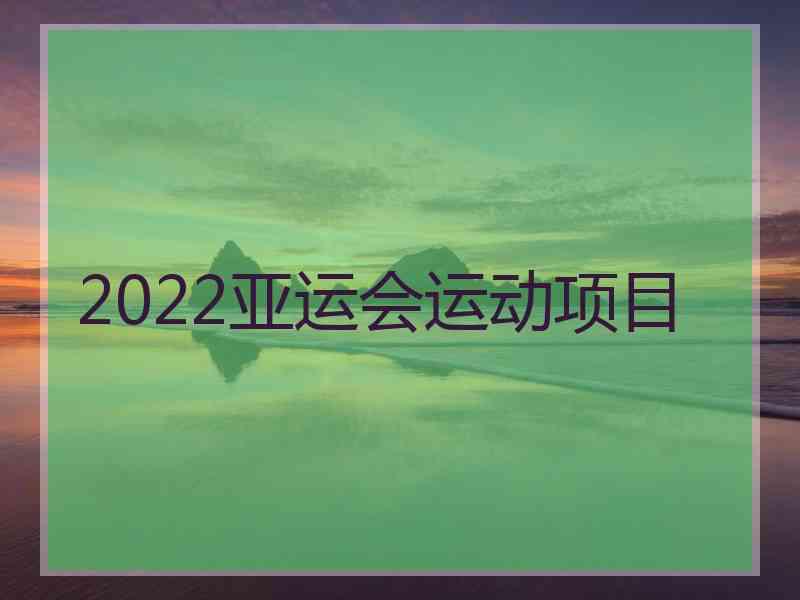 2022亚运会运动项目