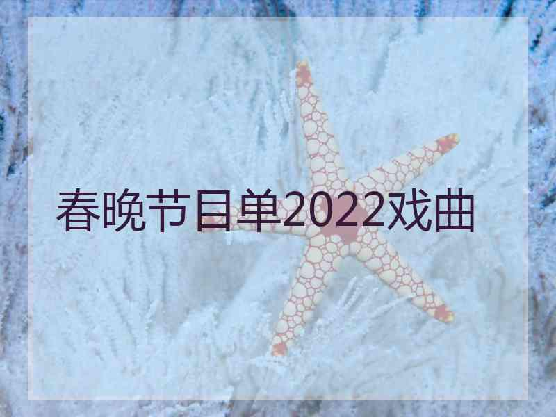 春晚节目单2022戏曲