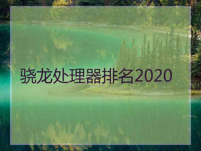 骁龙处理器排名2020