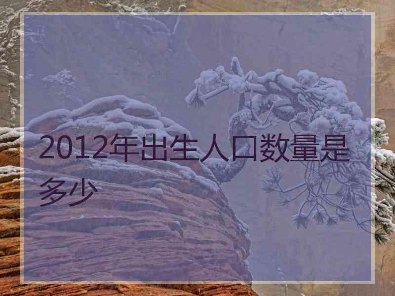 2012年出生人口数量是多少