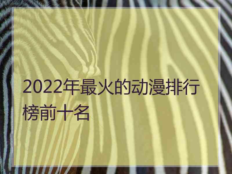 2022年最火的动漫排行榜前十名