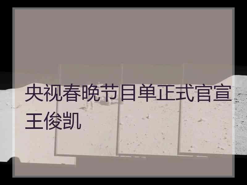 央视春晚节目单正式官宣王俊凯