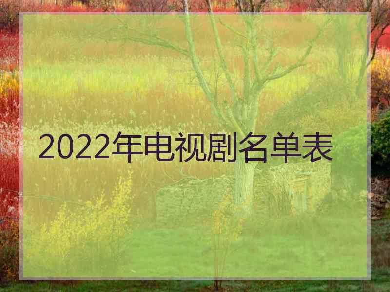 2022年电视剧名单表