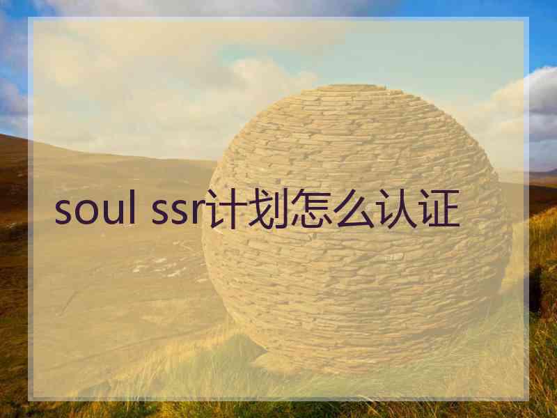 soul ssr计划怎么认证