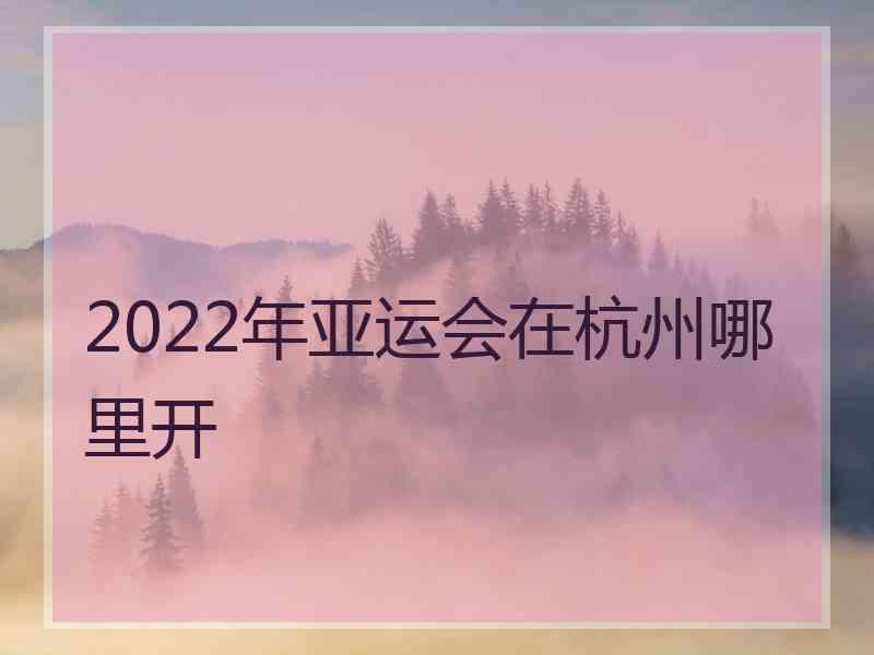 2022年亚运会在杭州哪里开